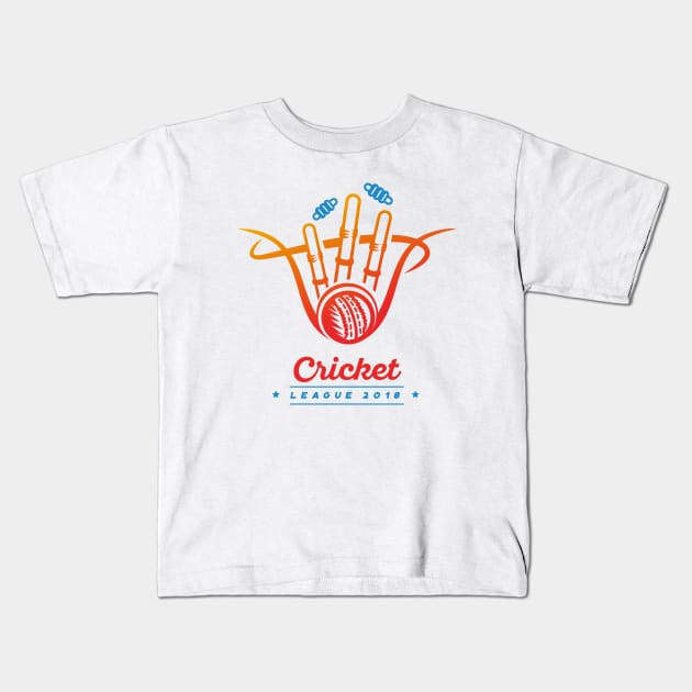 cricket League Kids T-Shirt by Whatastory